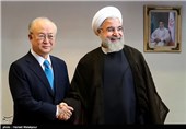 دیدار یوکیا آمانو مدیرکل آژانس بین‌المللی انرژی اتمی با حجت‌الاسلام حسن روحانی رئیس جمهور 