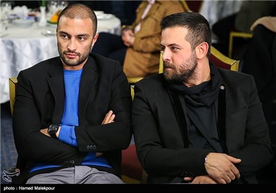 هومن سیدی و امیر جدیدی در مراسم تجلیل از نامزدهای سی‌وچهارمین جشنواره فیلم فجر