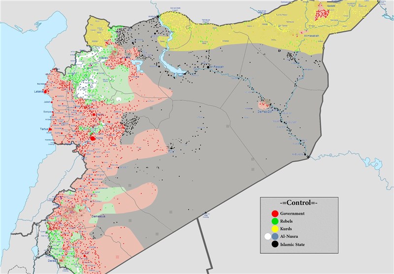 نقشه آخرین وضعیت سوریه