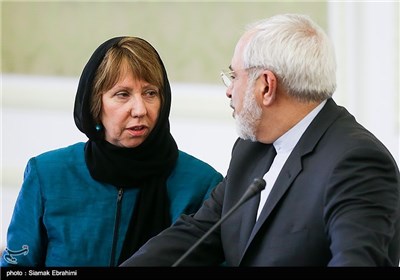 کنفرانس خبری محمد جواد ظریف وزیر امور خارجه ایران و کاترین اشتون مسؤول سیاست خارجی اتحادیه اروپا