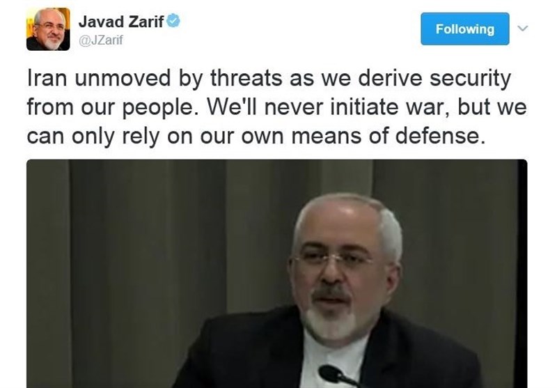 Iranian FM Responds to US President's Anti-Iran Tweets