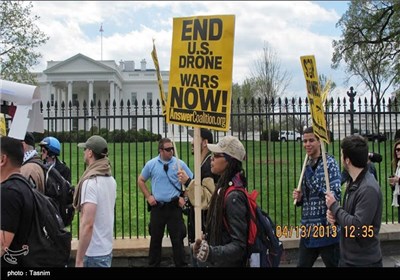 تظاهرات مردم امریکا علیه جنگ افروزی اوباما