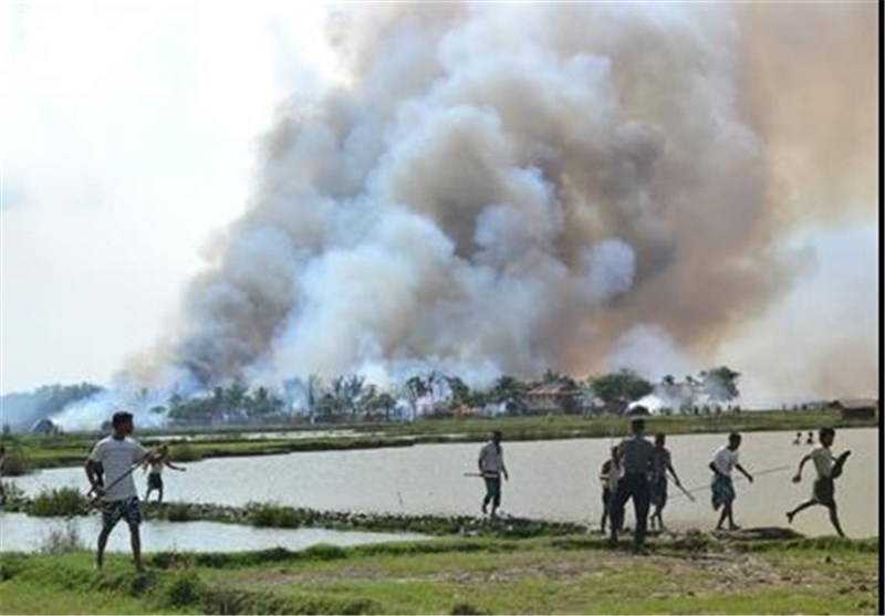 400 خانه مسلمانان در غرب میانمار به آتش کشیده شد