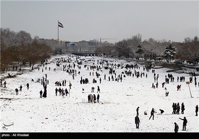 Snow Covers Historic City of Isfahan