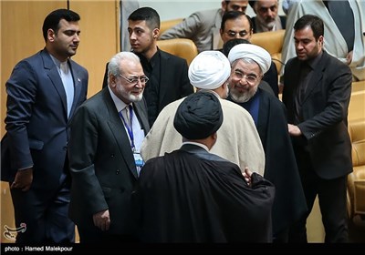 حجت الاسلام حسن روحانی رئیس جمهور در مراسم افتتاحیه بیست و هفتمین کنفرانس بین المللی وحدت اسلامی