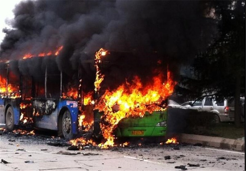 5 کشته در حادثه آتش‌سوزی اتوبوس در چین