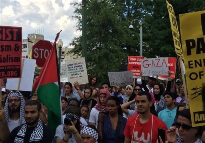 برپایی تظاهرات ضدصهیونیستی مقابل سفارت اسرائیل در واشنگتن