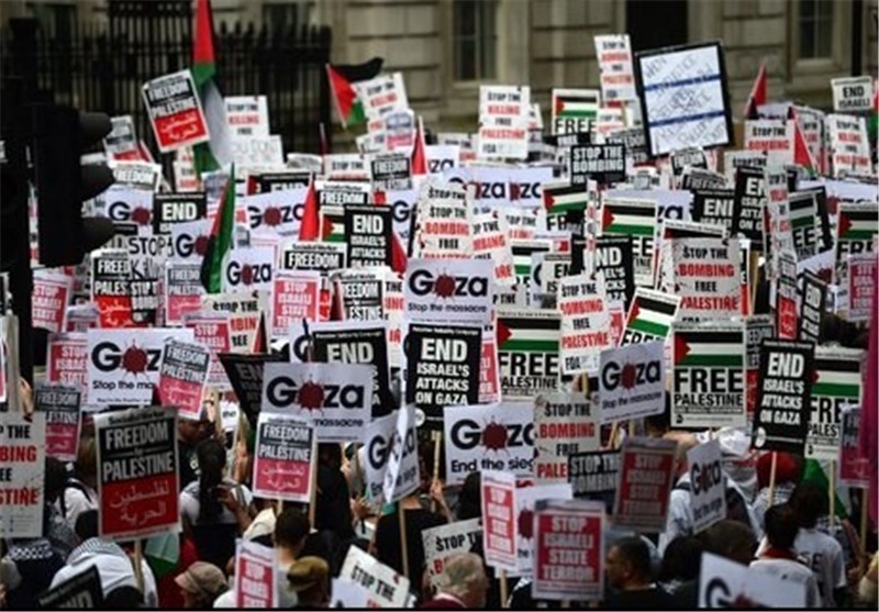 تظاهرات ده‌ها هزار نفری مردم انگلیس علیه تجاوزگری اسرائیل+عکس