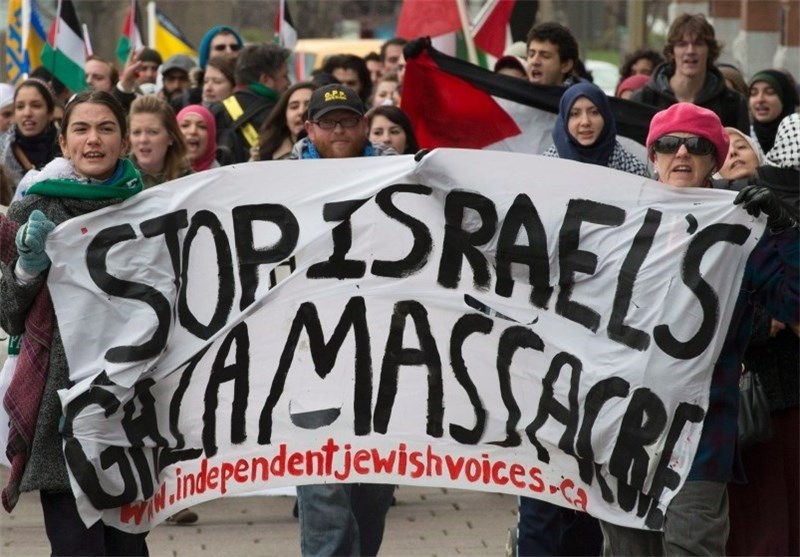 تظاهرات هزاران تن از مردم کانادا علیه تجاوزات اسرائیل به غزه