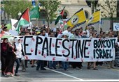 تظاهرات نیویورکی‌های معترض به حمایت رسانه‌های آمریکا از جنایات اسرائیل در غزه