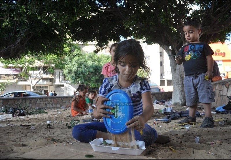 جشن عید فطر کودکان غزه در پناهگاه‌ها + تصاویر