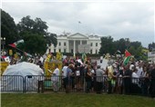 تظاهرات هزاران فعال صلح مقابل کاخ سفید علیه تجاوزگری اسرائیل در غزه + عکس