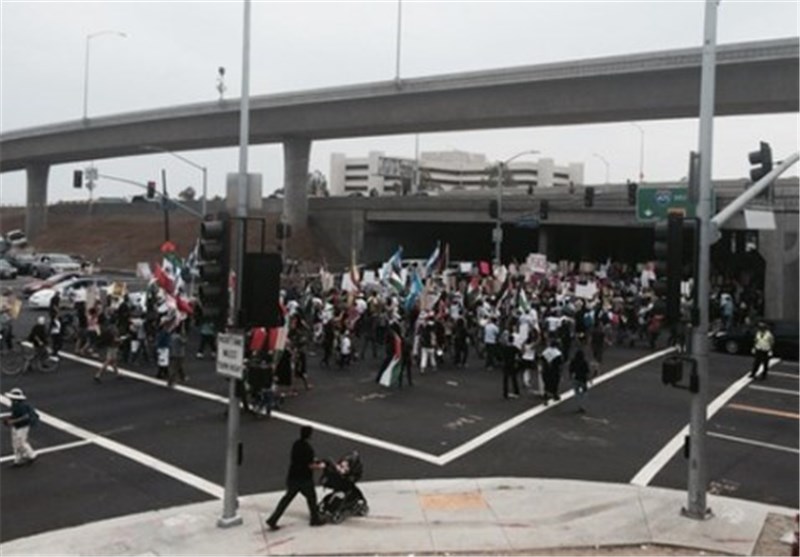 تظاهرات هزاران نفری مردم لس آنجلس در اعتراض به جنایات اسرائیل در غزه