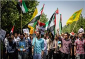 راهپیمایی باشکوه نمازگزاران مشهدی در حمایت از مردم غزه