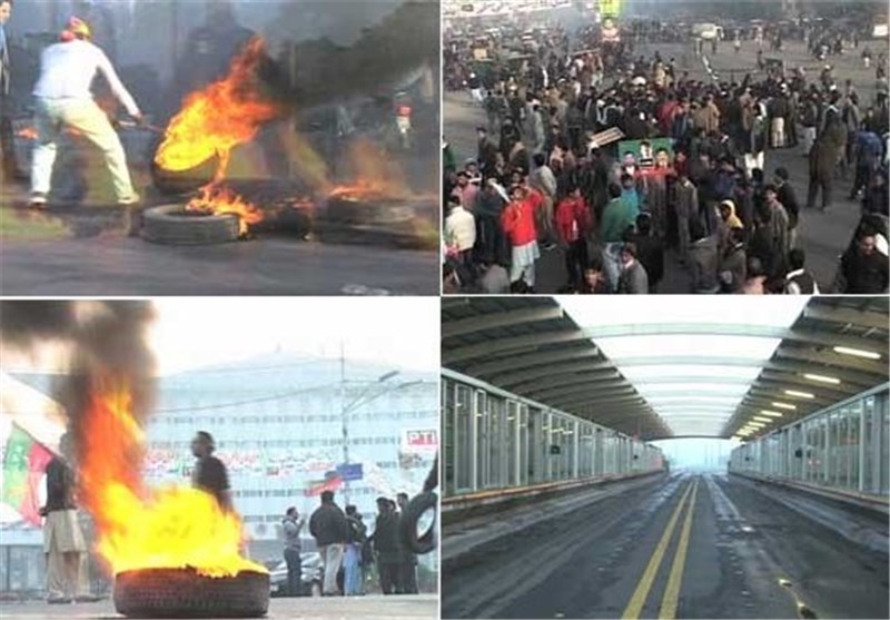 حامیان حزب «تحریک انصاف» پاکستان خیابان‌های شهر «لاهور» را بستند