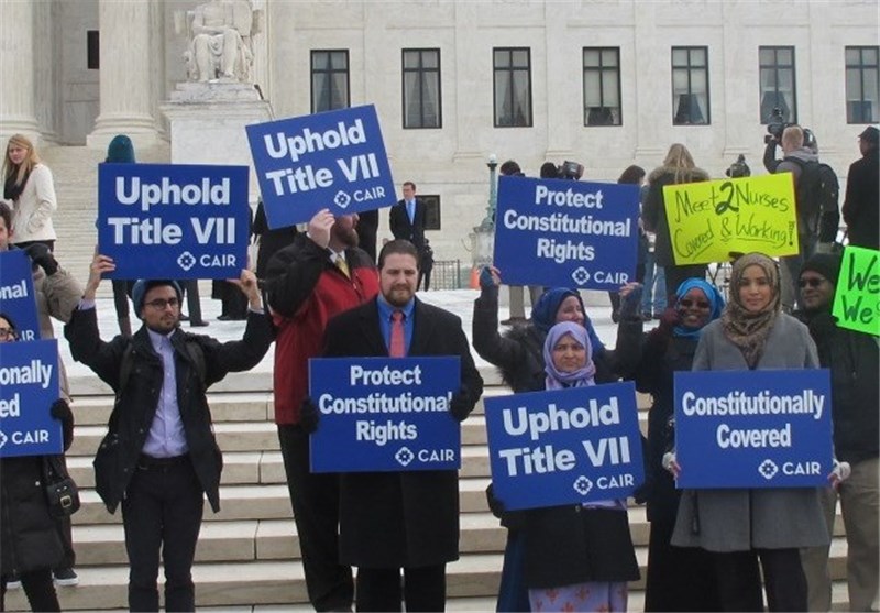 تجمع در حمایت از «حق حجاب در محیط کار» مقابل دادگاه عالی آمریکا +عکس