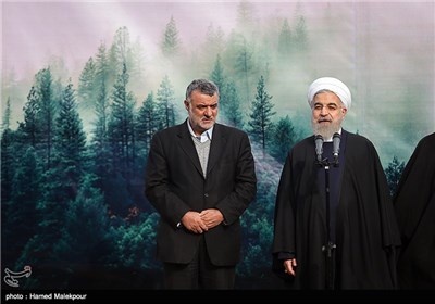 سخنرانی حجت‌الاسلام حسن روحانی رئیس جمهور در مراسم کاشت یک اصله نهال در آستانه روز درختکاری