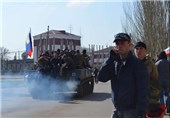 پرچم روسیه بر روی تانک‌های اوکراینی نصب شد