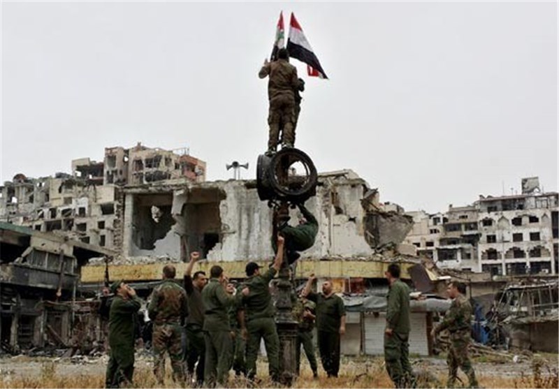 برافراشته شدن پرچم سوریه در حمص