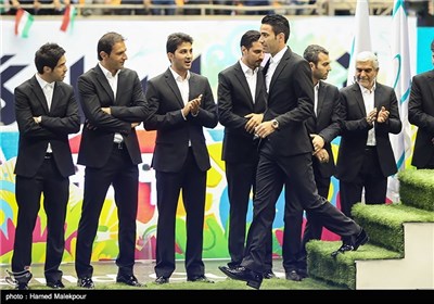 جواد نکونام در مراسم بدرقه تیم ملی فوتبال ایران به مسابقات جام جهانی 2014 برزیل