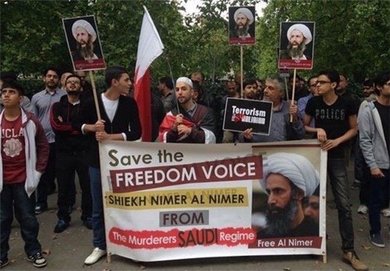 تظاهرات علیه آل‌سعود در لندن و اعلام همبستگی با شیخ النمر