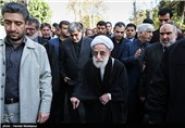 مراسم تشییع پیکر همسر آیت‌الله احمد جنتی دبیر شورای نگهبان و مادر علی جنتی وزیر فرهنگ و ارشاد در تهران