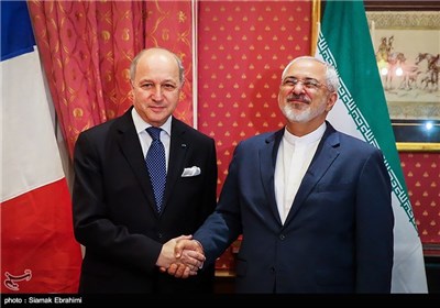 دیدار محمدجواد ظریف و لوران فابیوس وزرای امور خارجه ایران و فرانسه - لوزان سوئیس