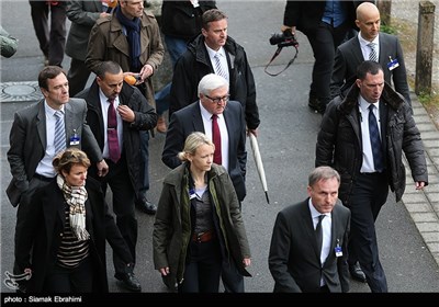 والتر اشتاین‌مایر وزیر امور خارجه آلمان در حاشیه پنجمین روز مذاکرات ایران و کشورهای 1+5 - لوزان سوئیس