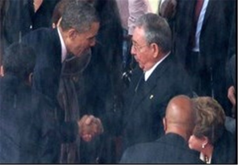 فیلم/دیدار تاریخی اوباما با رهبر کوبا