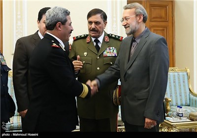 دیدار سپهبد فهد جاسم الفریج وزیر دفاع سوریه با علی لاریجانی رئیس مجلس