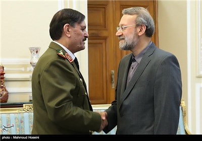 دیدار سپهبد فهد جاسم الفریج وزیر دفاع سوریه با علی لاریجانی رئیس مجلس