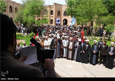 جمع اعتراضی حوزه علمیه اردبیل در پی صدور حکم اعدام شیخ نمر