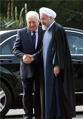 مراسم استقبال رسمی از فواد معصوم رئیس‌جمهوری عراق توسط حجت‌الاسلام حسن روحانی رئیس جمهور