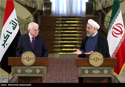 نشست‌خبری مشترک حجت‌الاسلام حسن روحانی و فواد معصوم رؤسای جمهور ایران و عراق