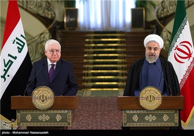 نشست‌خبری مشترک حجت‌الاسلام حسن روحانی و فواد معصوم رؤسای جمهور ایران و عراق