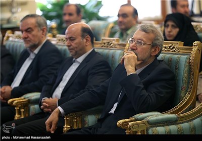 علی لاریجانی رئیس مجلس شورای اسلامی در مراسم تودیع و معارفه رئیس کتابخانه مجلس