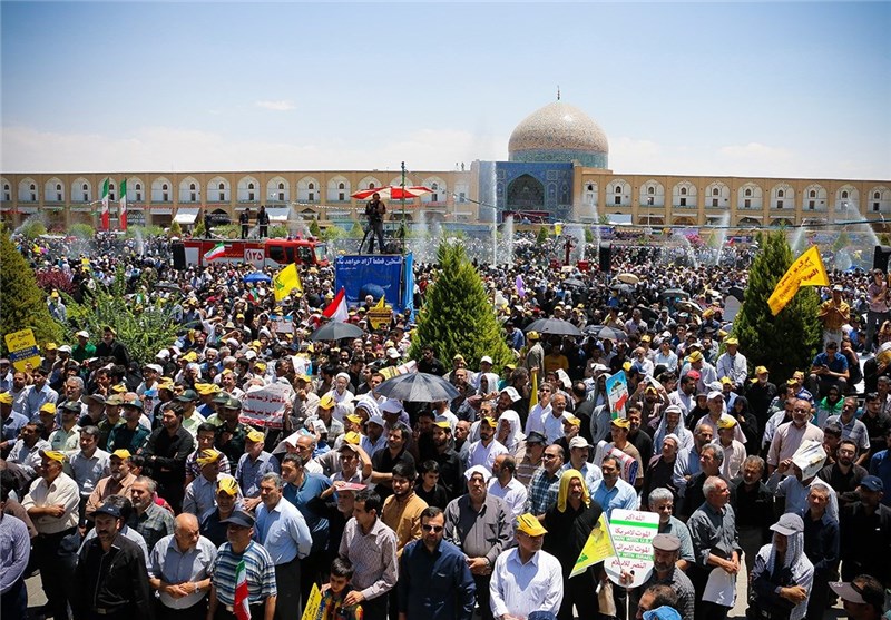 حماسه حضور مردم اصفهان در راهپیمایی روز قدس به روایت تصویر