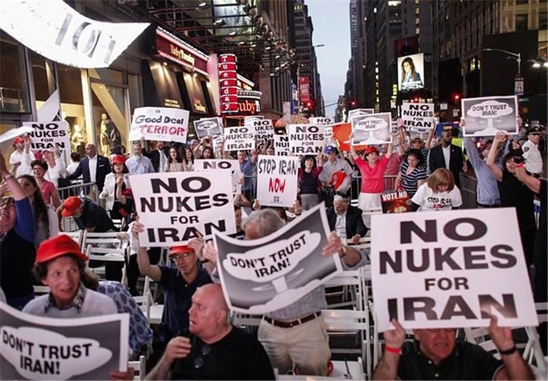 تظاهرات طرفداران رژیم صهیونیستی علیه توافق هسته‌ای در نیویورک