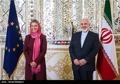 دیدار فدریکا موگرینی مسئول سیاست خارجی اتحادیه اروپا با محمدجواد ظریف وزیر امور خارجه ایران