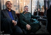 سرلشکر محمدعلی جعفری فرمانده کل سپاه در مراسم ترحیم پدر سردار حسین اشتری فرمانده ناجا