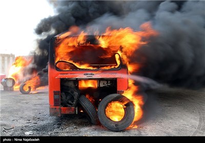 مانور اطفای حریق آتش نشانان زن- مشهد