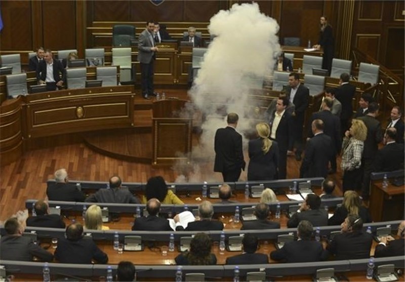 Protesting MPs Release Tear Gas in Kosovo Parliament