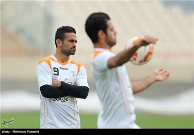 امید ابراهیمی در تمرین تیم ملی فوتبال