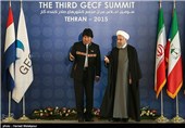 استقبال حجت‌الاسلام حسن روحانی رئیس جمهور از اوو مورالس رئیس جمهور بولیوی - سومین اجلاس سران مجمع کشورهای صادرکننده گاز (GECF)