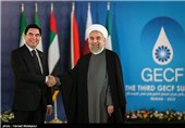 استقبال حجت‌الاسلام حسن روحانی رئیس جمهور از قربان‌قلی بردی محمداف رئیس جمهور ترکمنستان - سومین اجلاس سران مجمع کشورهای صادرکننده گاز (GECF)