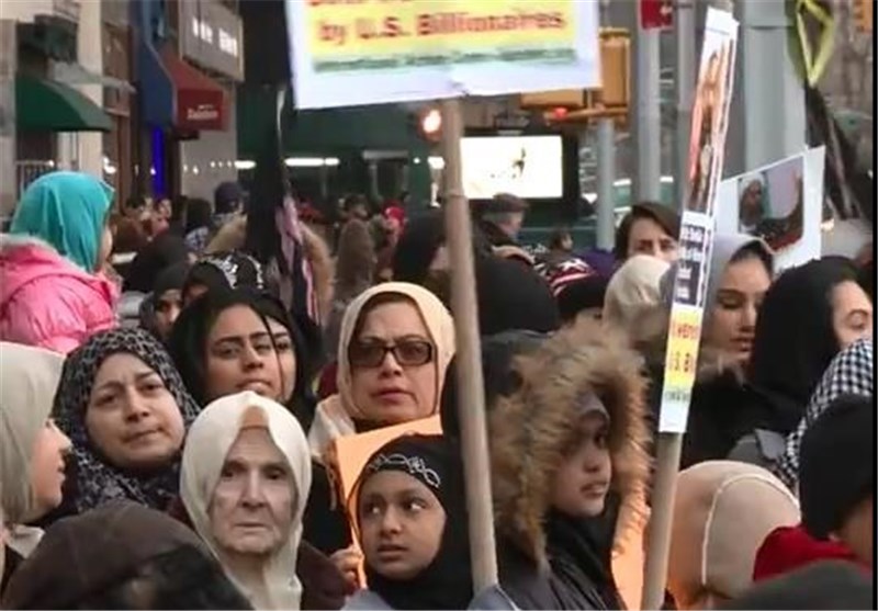 مظاهرات مناهضة للسعودیة فی نیویورک على اثر استشهاد ایة الله النمر + فیدیو