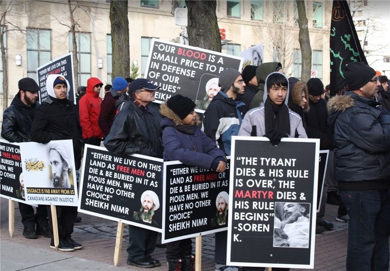 فعالان حقوق بشر کانادایی به اعدام شیخ النمر توسط عربستان اعتراض کردند + عکس
