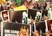 تظاهرات شیعیان هند در نزدیکی سفارت سعودی در دهلی نو+عکس