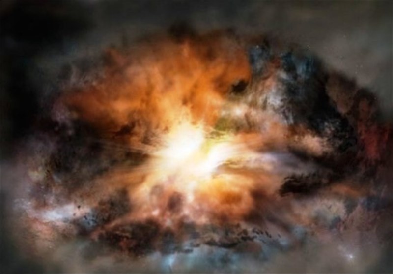 Embryonic Cluster Galaxy Immersed in Giant Cloud of Cold Gas