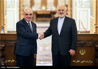 محمدجواد ظریف و جرج ویلا وزرای امور خارجه ایران و مالت در پایان کنفرانس خبری مشترک